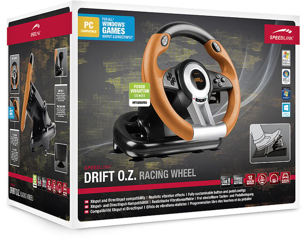 SPEEDLINK DRIFT O.Z. Sort, Grå, Orange USB Rat + Pedaler Analog/digital PC