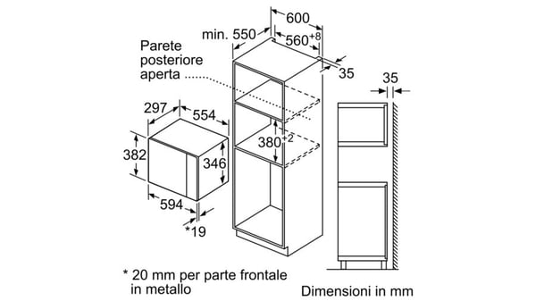 Pikkukuva 5 / 6: Bosch-mikroaaltouuni BFL523MS0, integroitu, 20 l, 800 W, ruostumaton teräs/musta