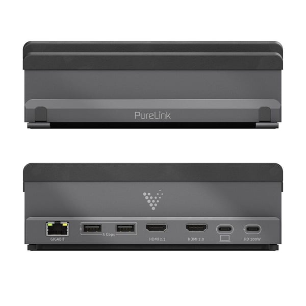 PureLink VL-DS100 kannettavien tietokoneiden telakka ja porttitoistin Langallinen USB 3.2 Gen 1 (3.1 Gen 1) Type-C Musta, Harmaa
