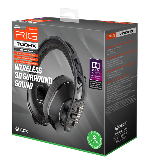 NACON RIG700HX Urban Camo Headset Trådløs Spil Sort, Camouflage, Marineblå