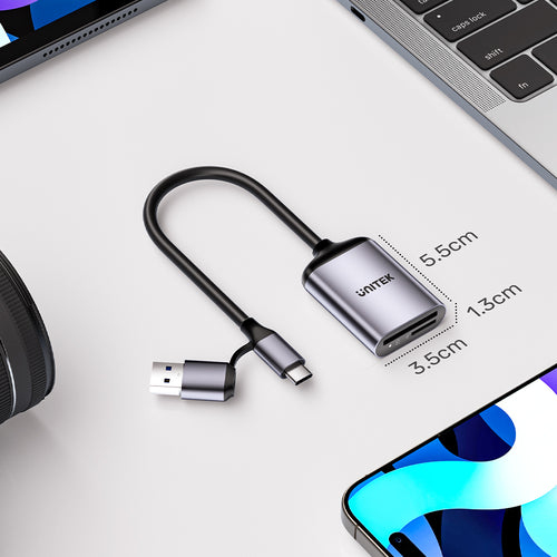 UNITEK R1018E01 kortinlukija USB 3.2 Gen 1 (3.1 Gen 1) Type-C Tummanharmaa
