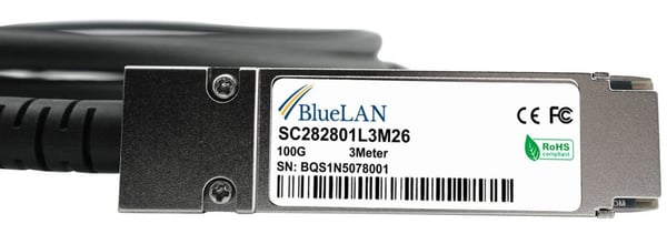 Miniatyrbillede 2 af 6: BlueOptics 10413-BL InfiniBand og fiberoptisk kabel 3 m QSFP28 Sort, Stål