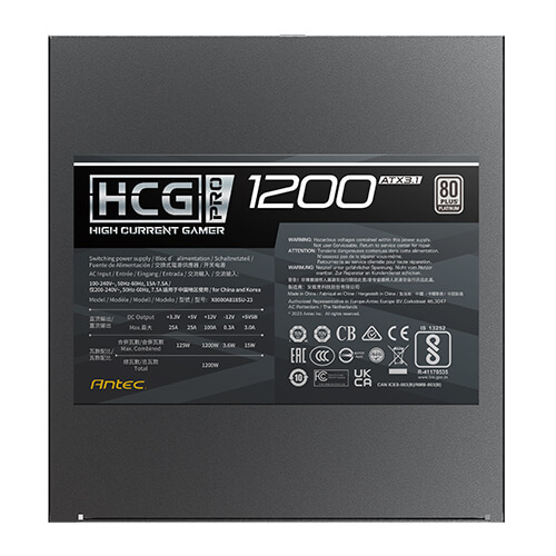 Antec HIGH CURRENT GAMER HCG1200 PRO Platinum ATX 3.1 enhed til strømforsyning 1200 W 20+4 pin ATX Sort