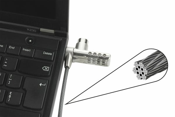 Pikkukuva 3 / 3: DICOTA D30887 kaapelilukko Musta, Ruostumaton teräs 2 m