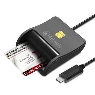 Atlantis Land P005-SMARTCR-C älykortin lukijalaite USB USB Type-C Musta