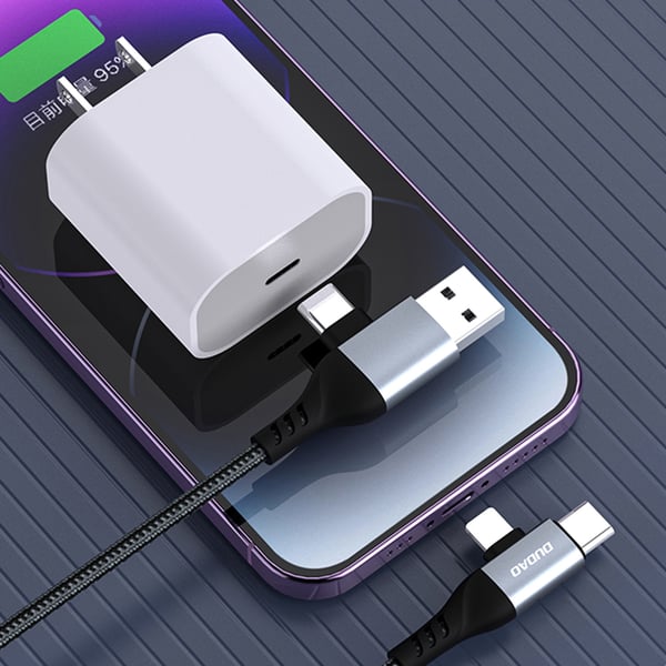 DUDAO L20PRO 4-in-1 fast Charging Cable USB-kabel 1 m USB A/USB C USB C/Lightning Sort, Grå