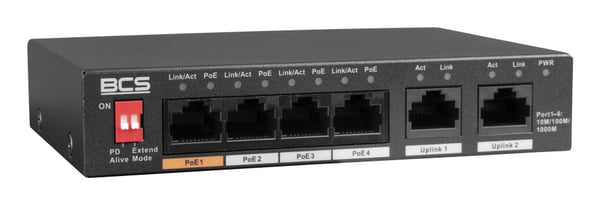 Miniatyrbild 5 av 5: BCS BCS-L-SP04G02G(2) Ohanterad Gigabit Ethernet (10/100/1000) Strömförsörjning via Ethernet (PoE) stöd Skrivbord Svart