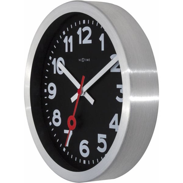 NeXtime 3998ARZW Væg- og bordur Kvartsur Cirkel Sort, Sølv