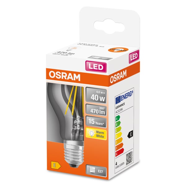 Osram STAR LED-lampe Varm hvid 2700 K 4 W E27 E