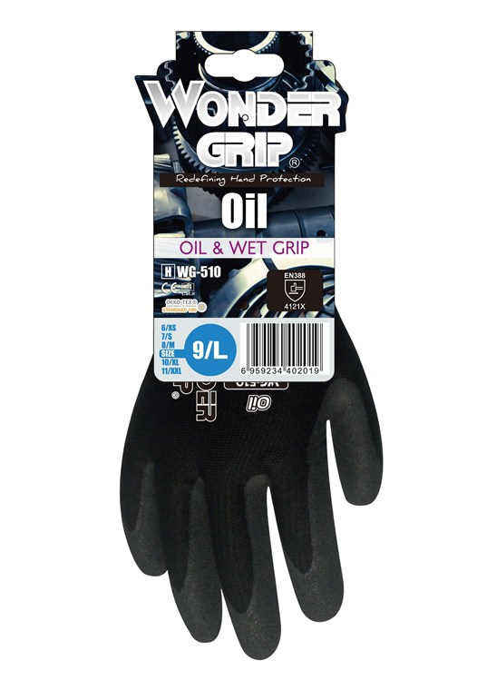 Wonder Grip WG-510 Svejsehandsker Sort Nitrilskum, Nylon, Elastan 1 stk