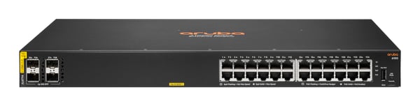 HPE Aruba Networking CX 6100 24G Class4 PoE 4SFP+ 370W Administreret L3 Gigabit Ethernet (10/100/1000) Strøm over Ethernet (PoE) 1U Sort HPE Aruba Networking CX 6100 24G Class4 PoE 4SFP+ 370W Administreret L3 Gigabit Ethernet (10/100/1000) Strøm over Ethernet (PoE) 1U Sort