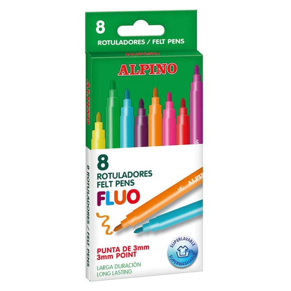 Miniatyrbillede 1 af 4: Alpino AR001005 filtpen Fin Flerfarvet 8 stk