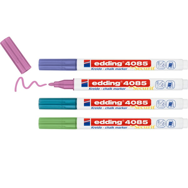 Edding 4085 Metallic Set kridt markør Kugle Metalblå, Metallisk grøn, Metallisk pink, Metallisk violet 4 stk