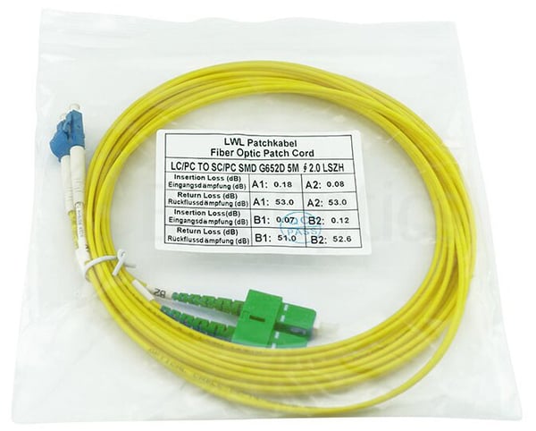 BlueOptics SFP3132BU15MS InfiniBand och fiberoptisk kabel 15 m LC SC Grön, Gul
