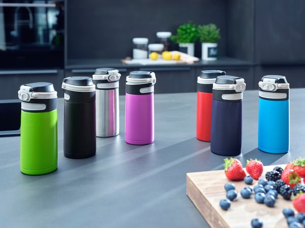 Leifheit 03247 rejsekrus 350 ml Sort, Blå Rustfrit stål