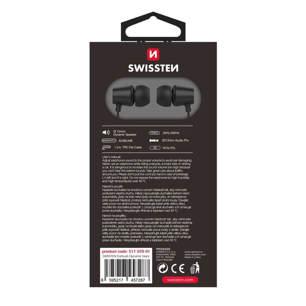 Pikkukuva 6 / 6: Swissten YS500 Kuulokkeet Langallinen In-ear Puhelut/Musiikki Musta
