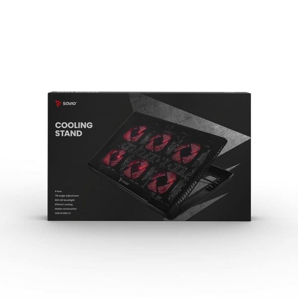 Savio Laptop cooling pad 6 backlit fans 2000 RPM COS-01 kannettavan tietokoneen jäähdytysalusta 43,9 cm (17.3") Musta, Punainen
