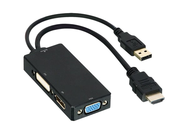 DLH DY-TU4790 videokabel adapter 0,15 m HDMI Type A (Standard) DVI + VGA + DisplayPort Sort