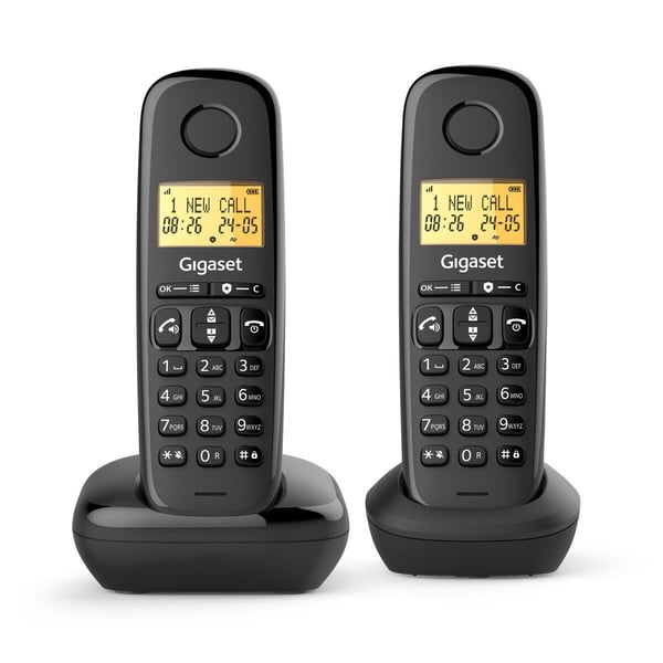 Gigaset BASIC 100 duo Analog/DECT-telefon Sort