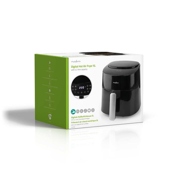 Nedis KAAF160BK frituregryde Enkelt 4,2 L Enkeltstående 1300 W Varmluftsteger Sort