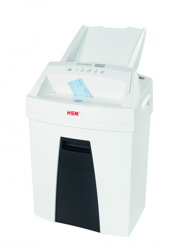 HSM Securio AF100 dokumentförstörare Partikelsnitt 60 dB 22,5 cm Svart, Vit