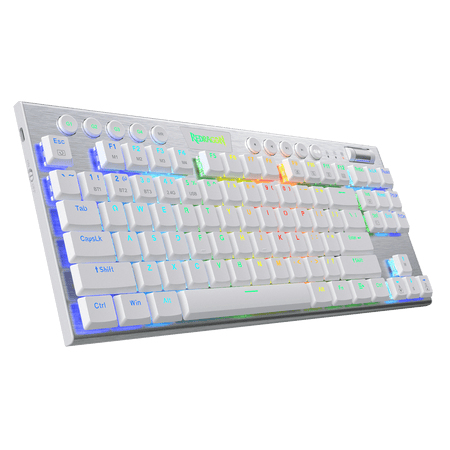 Miniatyrbillede 1 af 3: REDRAGON K621W-RGB-SP RD tastatur Spil USB + RF Wireless + Bluetooth QWERTY Spansk Sølv, Hvid