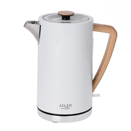 Adler AD 1347W elkedel 1,5 L 2200 W Hvid, Træ