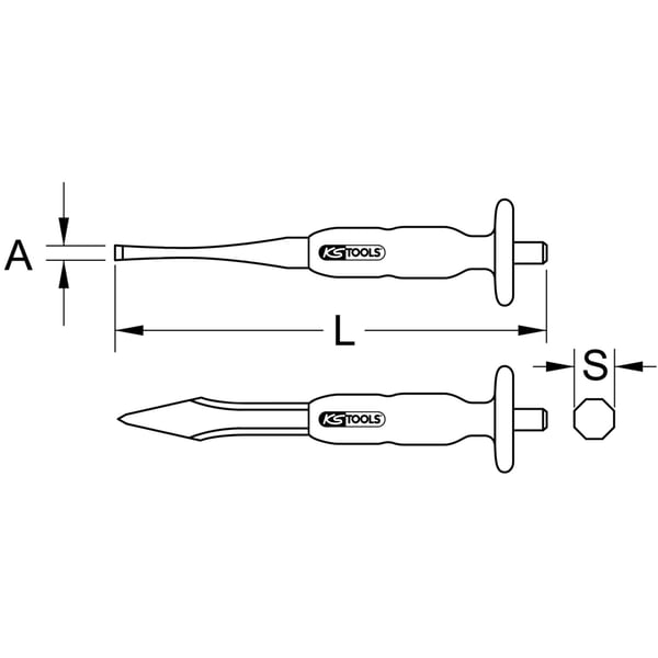 Miniatyrbillede 2 af 2: KS Tools 156.0242 metalmejsel