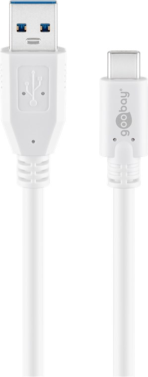Goobay 67188 USB-kabel USB 3.2 Gen 1 (3.1 Gen 1) 1 m USB C USB A 5 Gbit/sek. Hvid