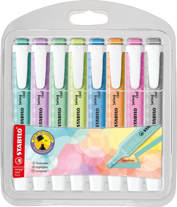 STABILO swing cool Pastel speedmarker 8 stk Mejselspids Flerfarvet STABILO swing cool Pastel speedmarker 8 stk Mejselspids Flerfarvet