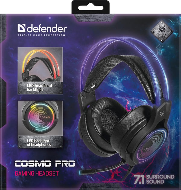 Defender Cosmo Pro Headset Ledningsført Spil Sort