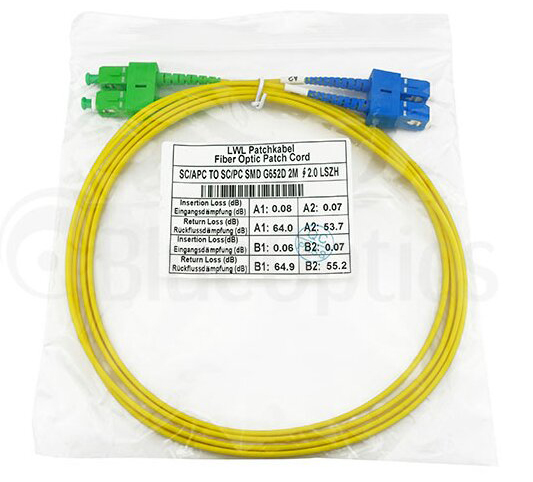 BlueOptics SFP3232BU2MS InfiniBand och fiberoptisk kabel 2 m SC Gul
