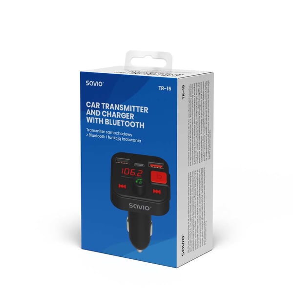 Miniatyrbillede 12 af 16: Savio TR-15 Transmiter FM z Bluetooth 87,6 - 107,9 MHz Bluetooth/USB Sort