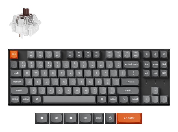 Keychron K8 Max QMK tastatur Universel USB + RF Wireless + Bluetooth Sort, Grå