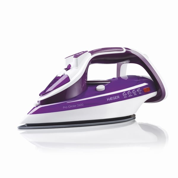Miniatyrbillede 1 af 6: Haeger Pro Glider 2600 Tør & dampstrygejern Keramisk strygesål 2600 W Violet, Hvid
