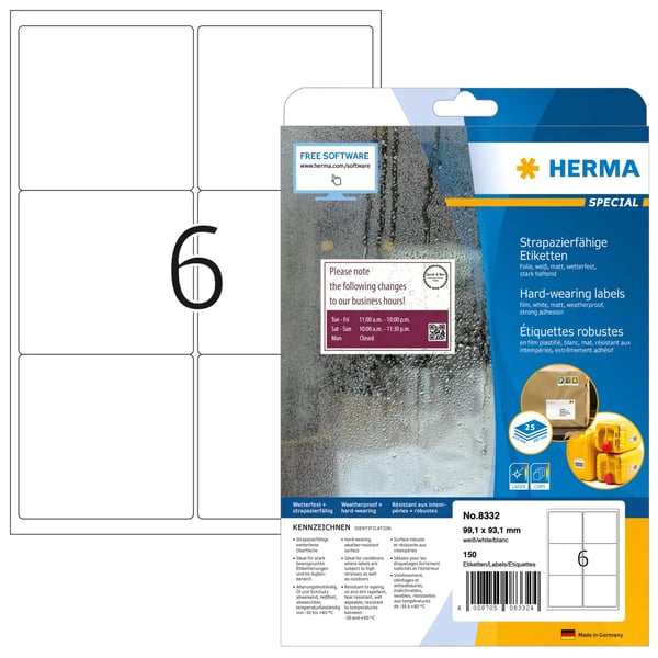 HERMA 8332 osoitelappu Valkoinen