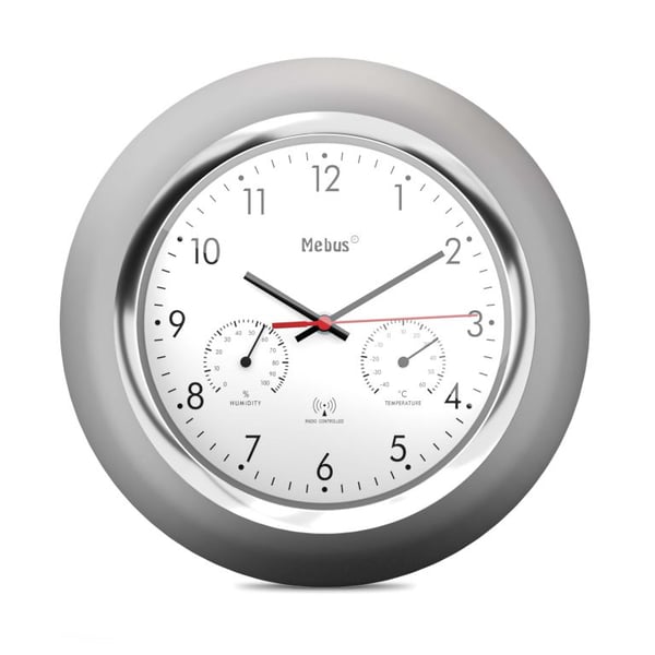 Miniatyrbild 1 av 5: Mebus 19454 vägg- och bordsklocka Digital klocka Rund Silver, Vit