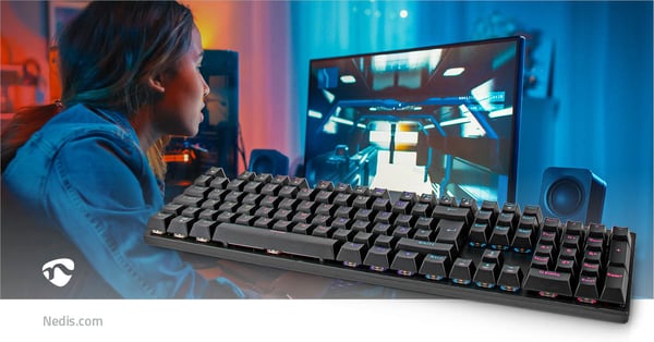 Nedis GKBDM110BKDE tangentbord Spela USB tyska Svart