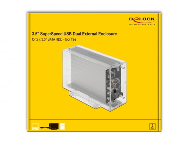 Miniatyrbillede 2 af 5: DeLOCK 42624 drevkabinet HDD/SSD kabinet Transparent 2.5/3.5"
