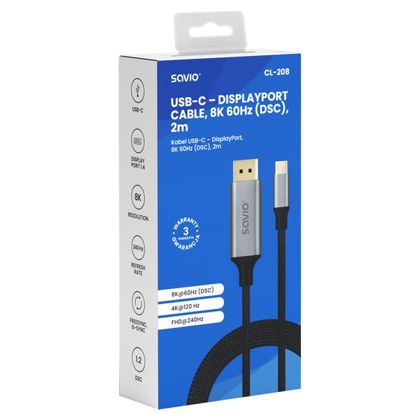 Savio CL-208 USB-kaapeli USB 3.2 Gen 1 (3.1 Gen 1) 2 m USB C Musta, Harmaa