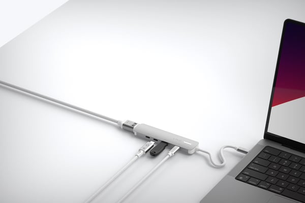 LINQ LQ49051 kannettavien tietokoneiden telakka ja porttitoistin Langallinen USB 3.2 Gen 2 (3.1 Gen 2) Type-C Harmaa, Valkoinen