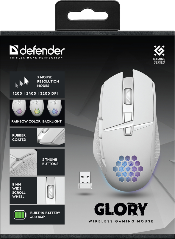 Defender GLORY GM-514 mus Spil Højre hånd RF trådløst Optisk 3200 dpi