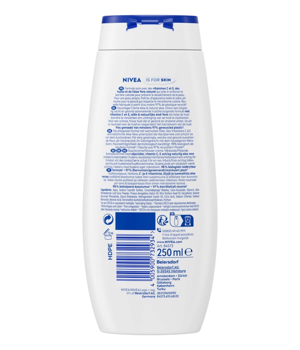 NIVEA Creme Aloe 250 ml Badesæbe Kvinder Krop Aloe vera