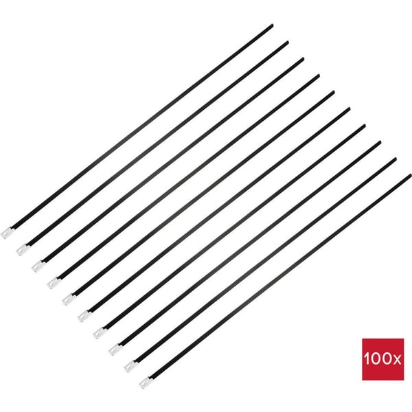 TRU COMPONENTS TC-12656548 kabelsamler Stige kabelbinder Rustfrit stål Sort, Rustfrit stål 100 stk