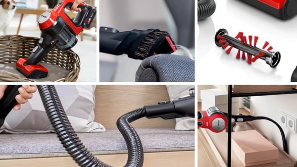 Bosch BBS711ANM varsi-imuri & sähköharja Sauvaimuri Akku Kuiva Pussiton 0,3 L Musta, Punainen, Ruostumaton teräs