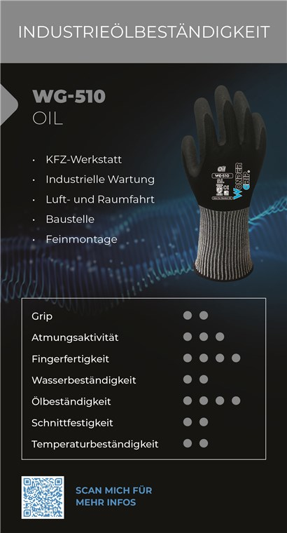 Wonder Grip WG-510 Værkstedshandsker Sort Nitrilskum, Nylon, Elastan 1 stk