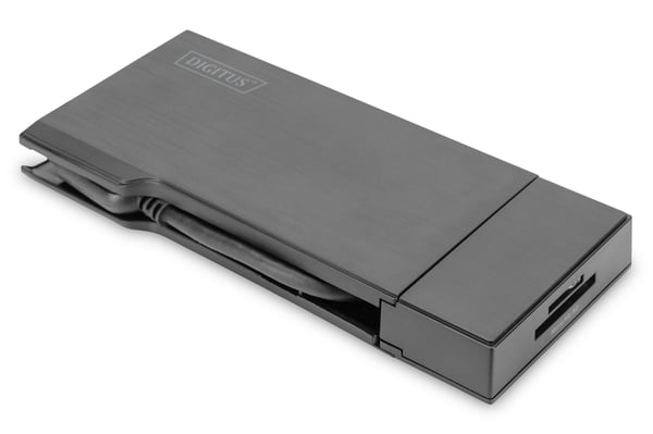 Digitus DA-70894 kannettavien tietokoneiden telakka ja porttitoistin Langallinen USB 3.2 Gen 1 (3.1 Gen 1) Type-A Musta