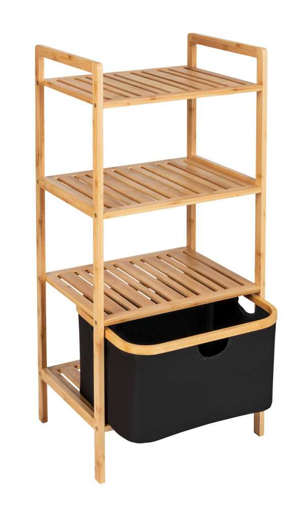 WENKO 50779100 hylde Stativhylde Fritstående Bamboo, Polyester Bamboo, Sort