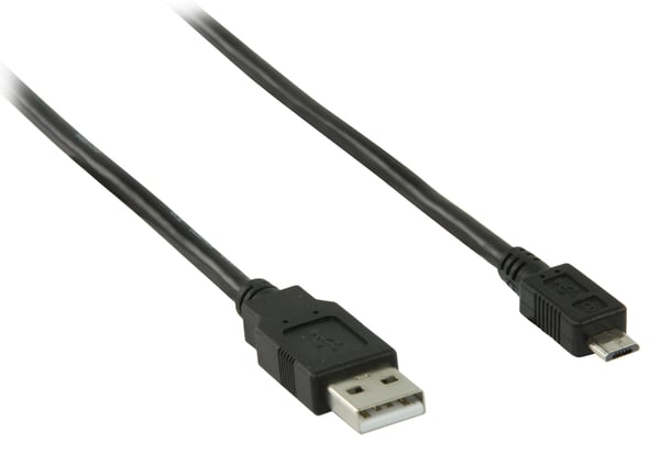 Miniatyrbillede 3 af 3: Valueline 1m, USB 2.0, USB A - Micro B USB-kabel Micro-USB B Sort