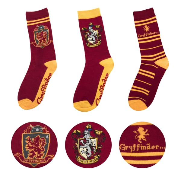 Miniatyrbillede 6 af 8: Cinereplicas Set of 3 Gryffindor Socks Unisex Rød, Gul 3 Par